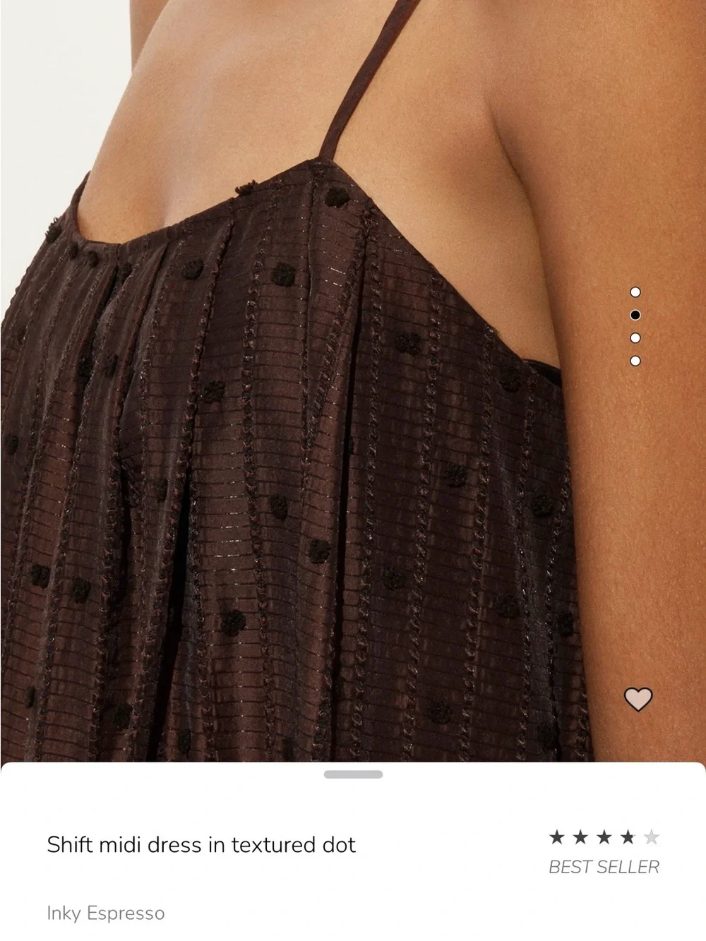 JCrew Lightweight Brown Dot Slip Dress with Spaghetti Straps